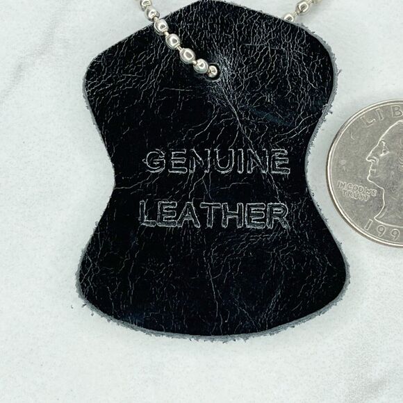 Black Genuine Leather Ball Chain Keychain Keyring - Picture 2 of 6